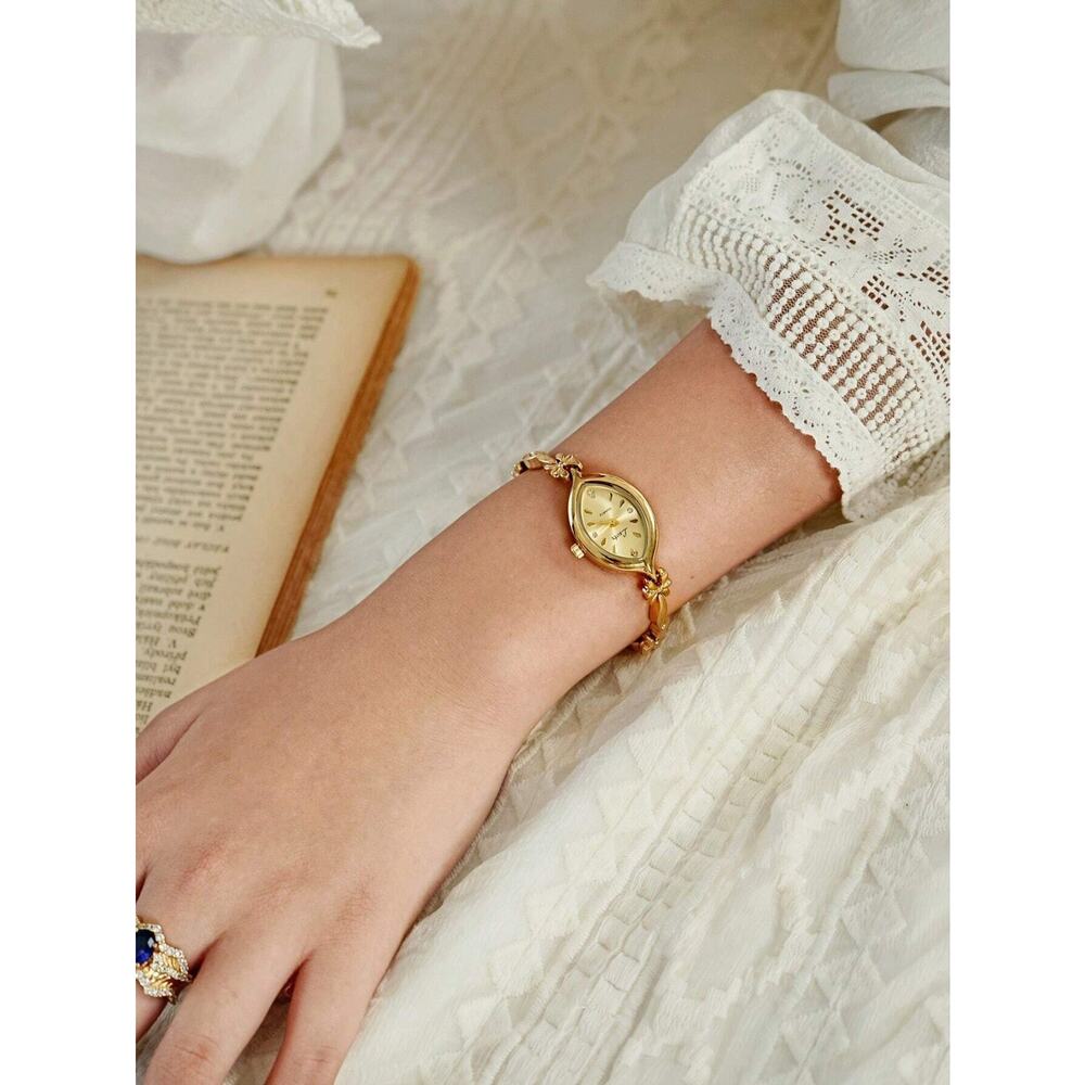 Gold French Vintage Style Unique Dainty Women’s Wrist Watch Trendy Cute Gift - Picture 7 of 10